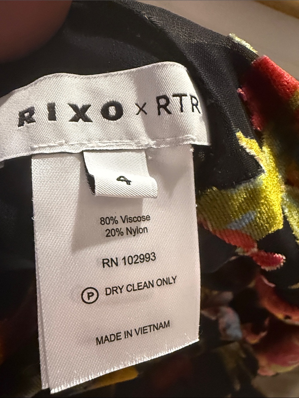 RIXO Olive Maxi Dress with Red & Pink Floral Pattern - Picture 6 of 6